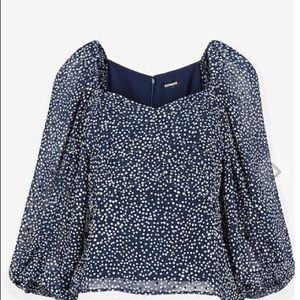 Pleated balloon sleeve top